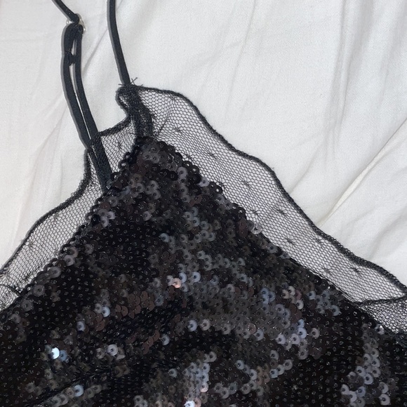 Forever 21 Sequin Spaghetti Strap Top with Mesh Trim - Picture 4 of 7